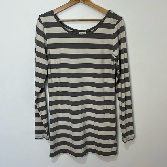 Matilda Jane Wide Gray and White Striped Top Women's Long Sleeve 90s Y2K - Picture 7 of 16